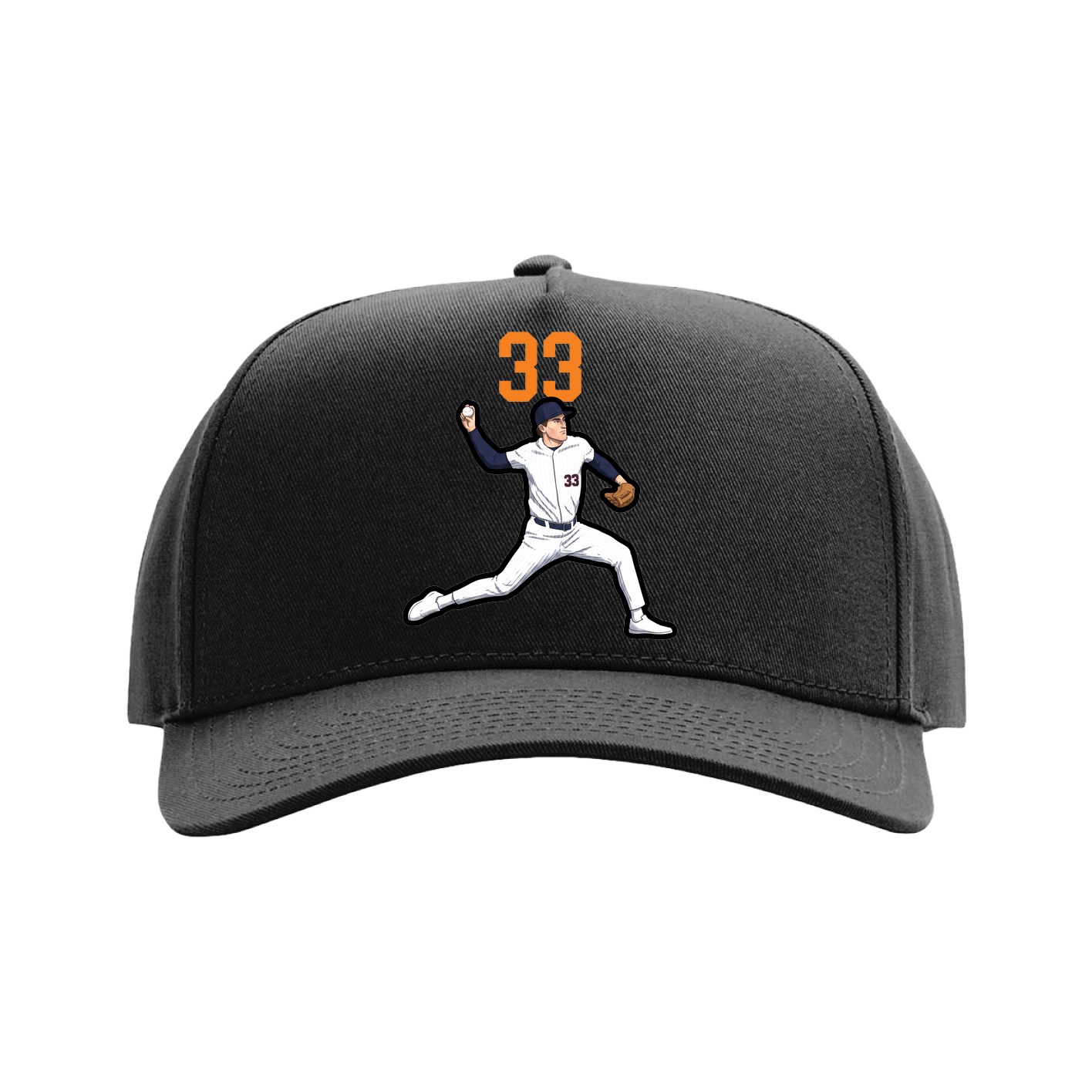 Full Fabric Five-Panel Champ Cap — Number Top in Black