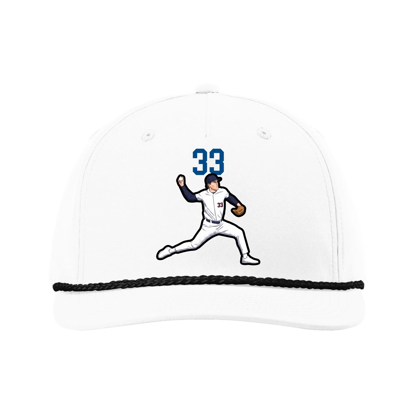 Five-Panel Classic Rope Cap — Number Top in White