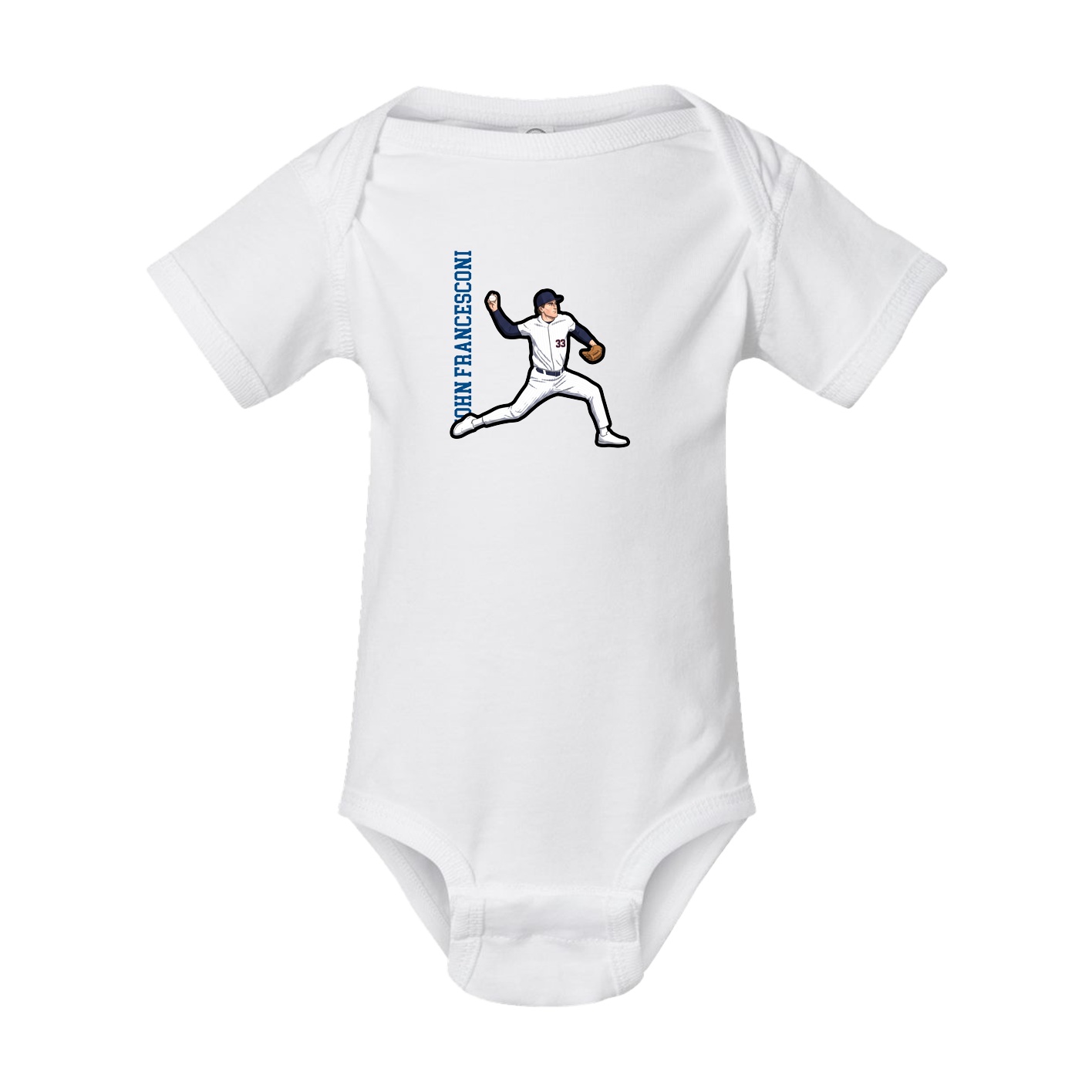Baby Onesie — Name Vertical in White