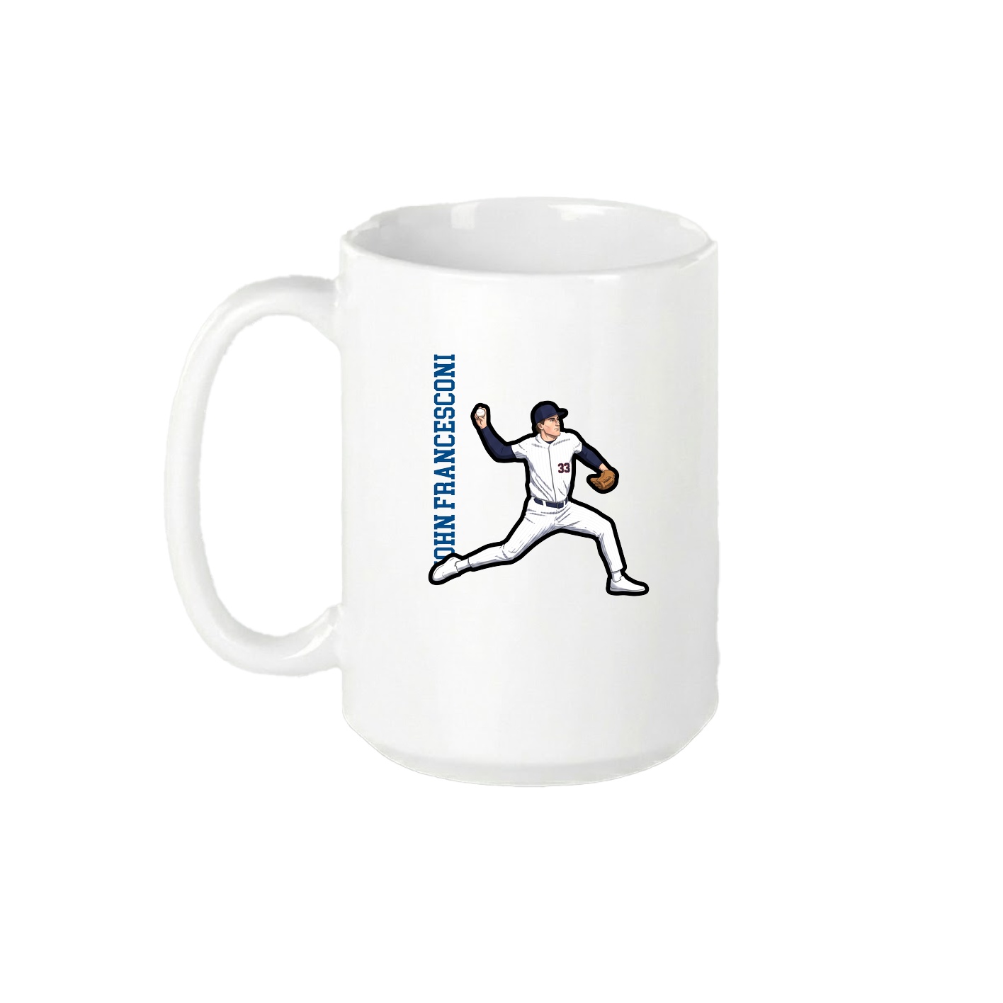 15oz Coffee Mug — Name Vertical in White
