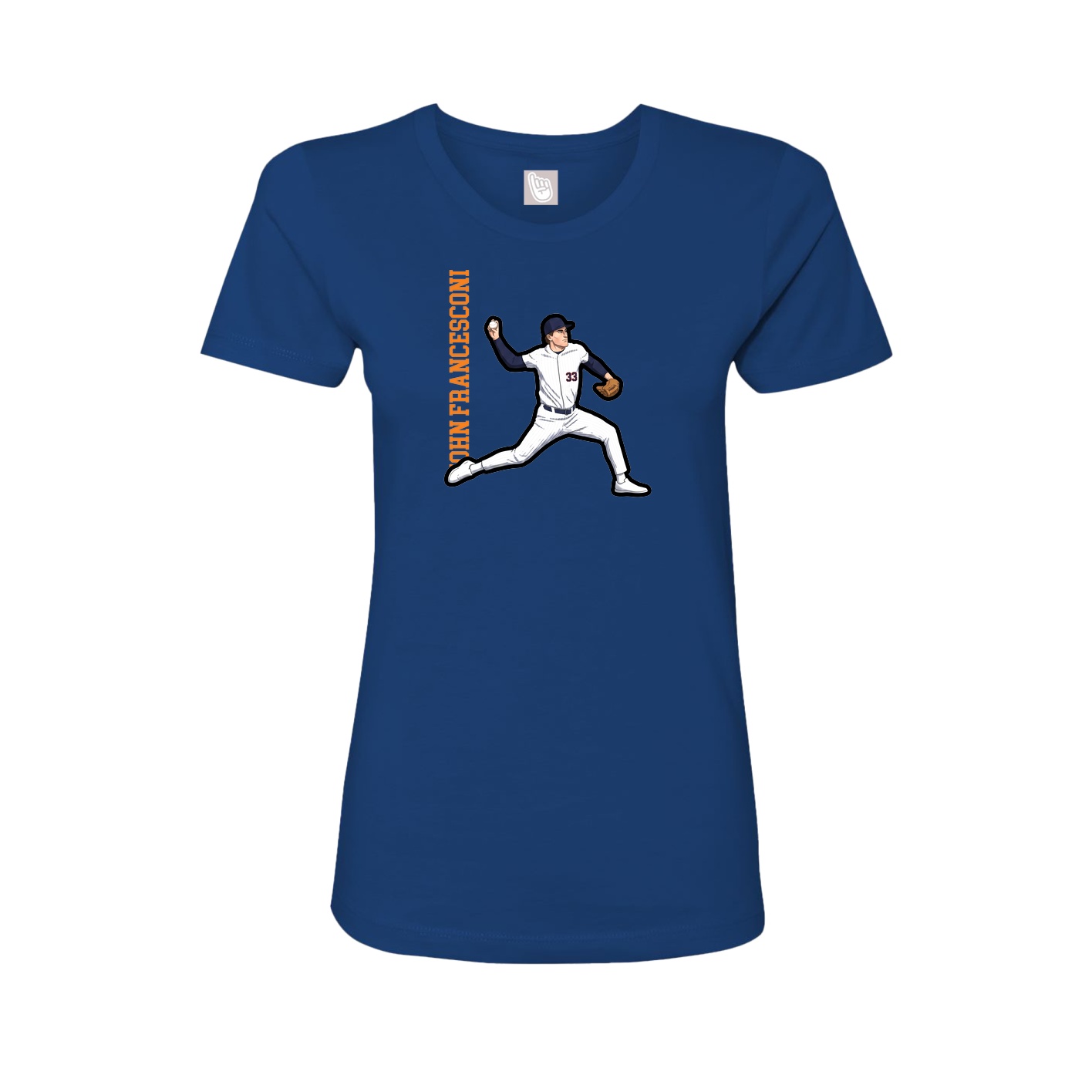 Fitted Women's Tee — Name Vertical in Royal