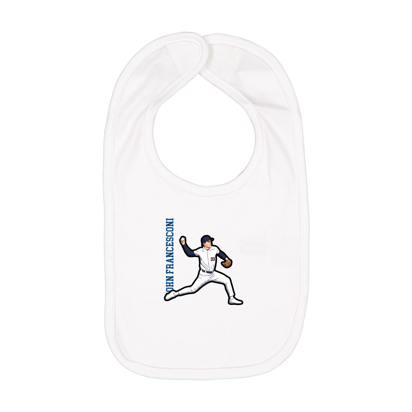 Infant Bib — Name Vertical in White