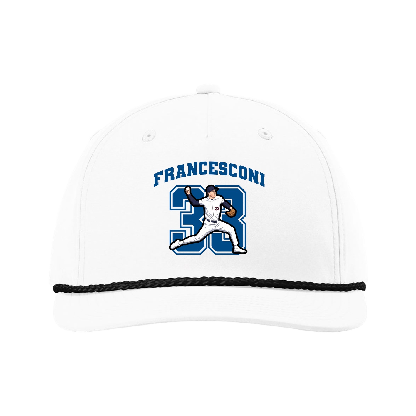 Five-Panel Classic Rope Cap — Number in White