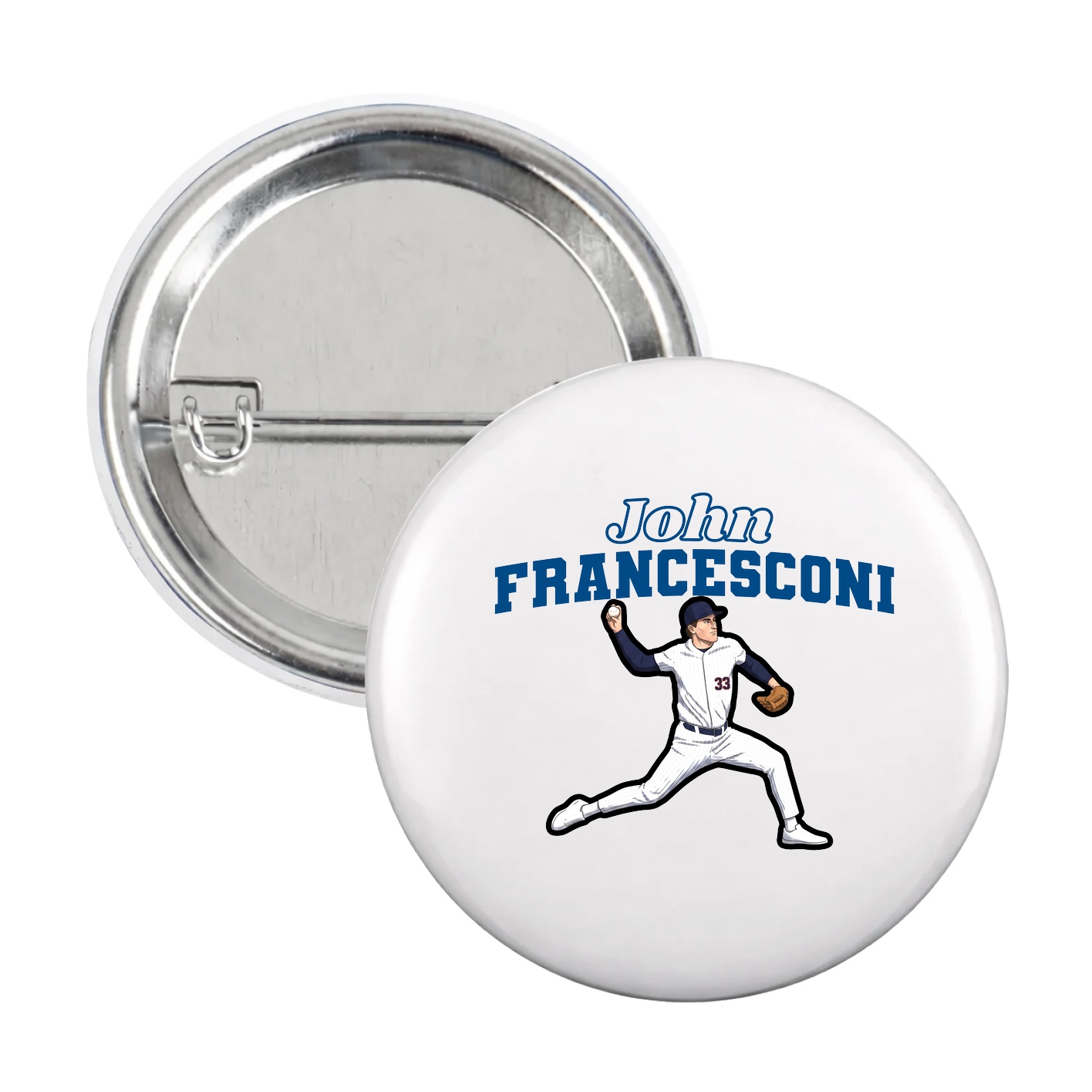 Game Day Button — Name Arch in White