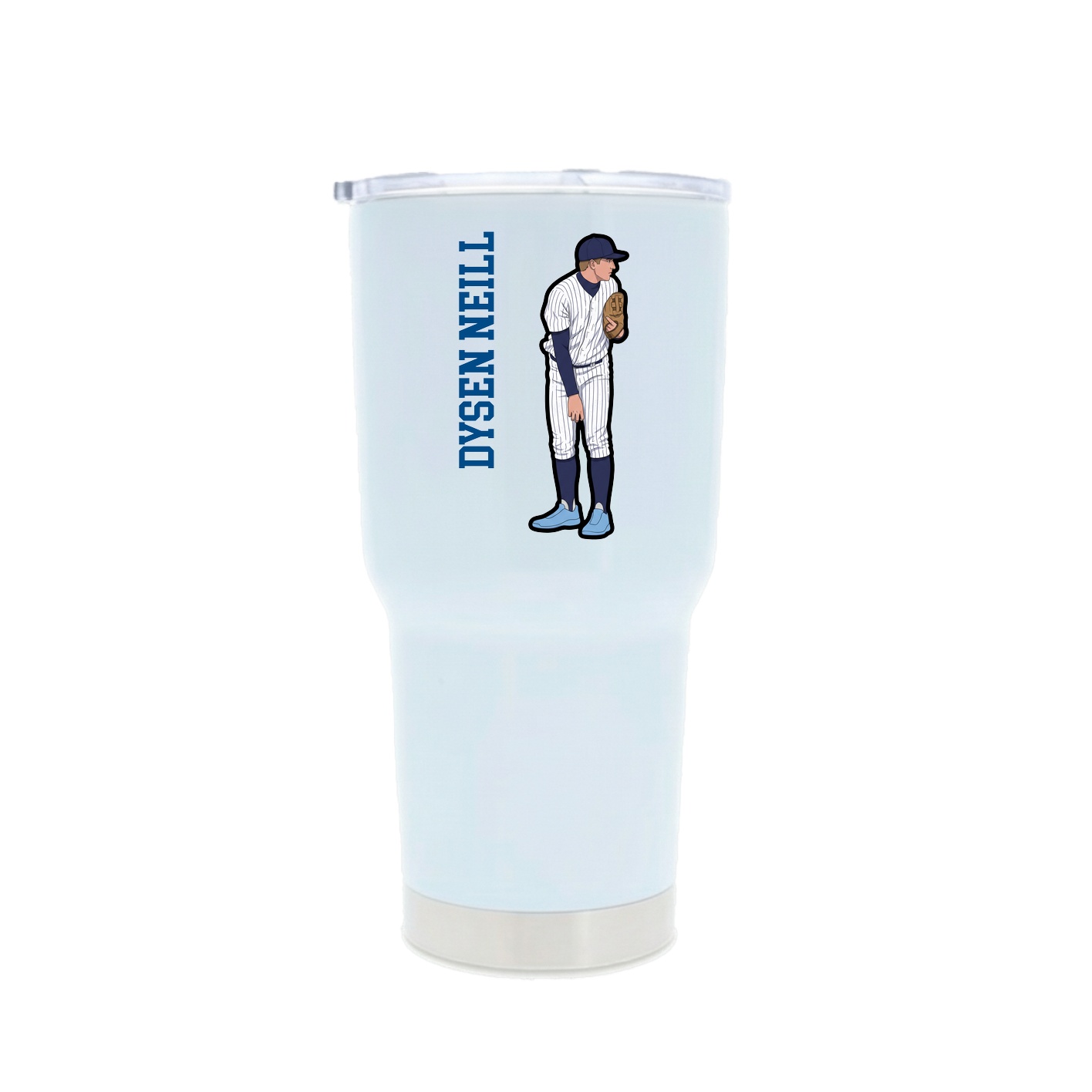 30oz Stainless Steel Tumbler — Name Vertical in White