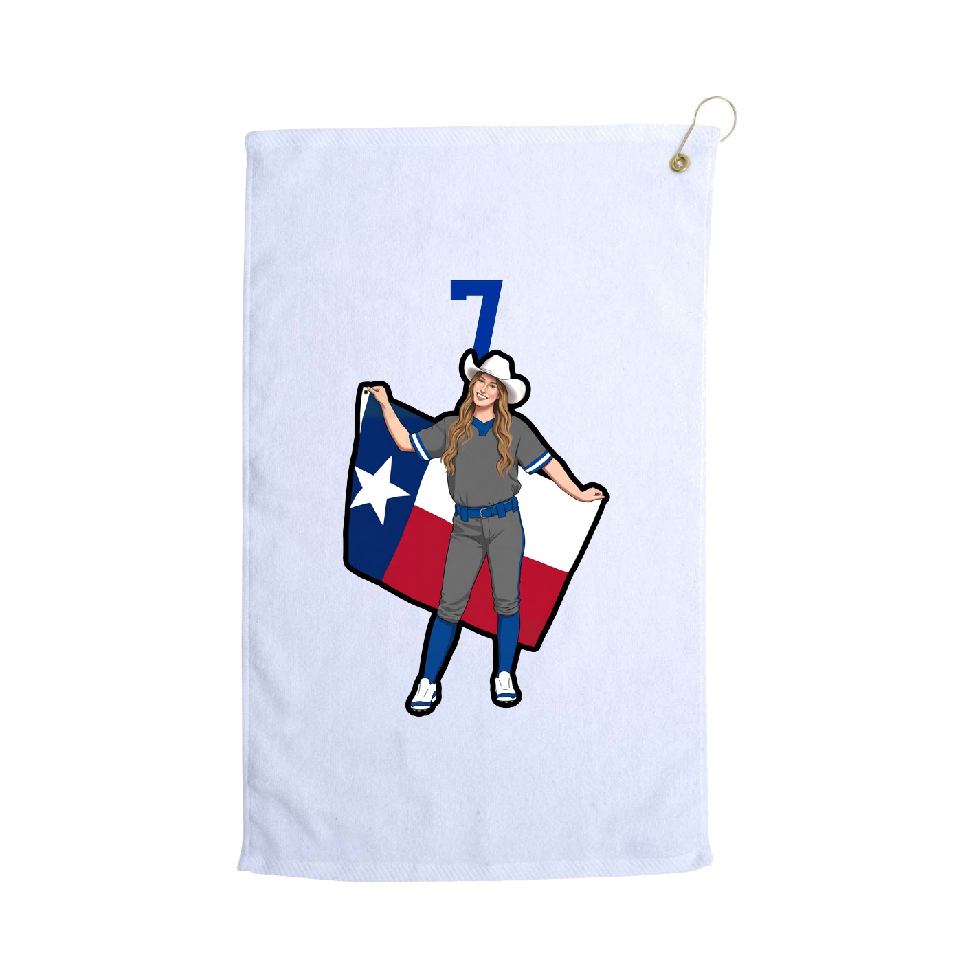 Golf Towel — Number Top in White