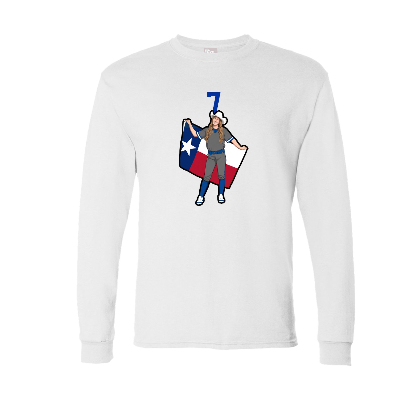 Long Sleeve Tee — Number Top in White