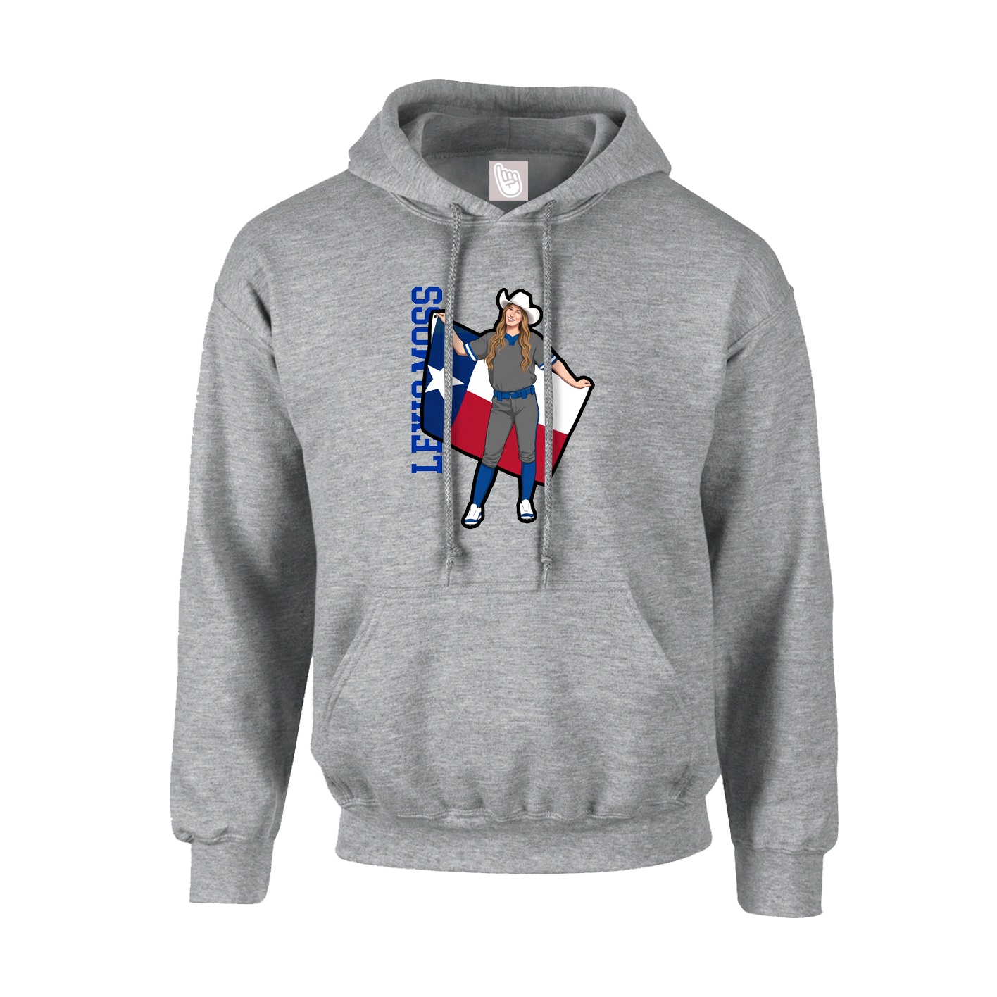 Hoodie — Name Vertical in Grey