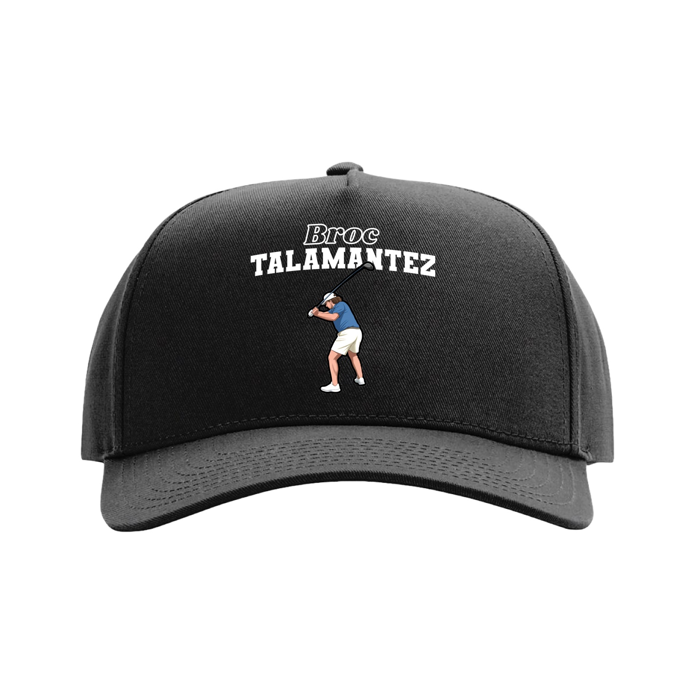 Full Fabric Five-Panel Champ Cap — Name Arch in Black