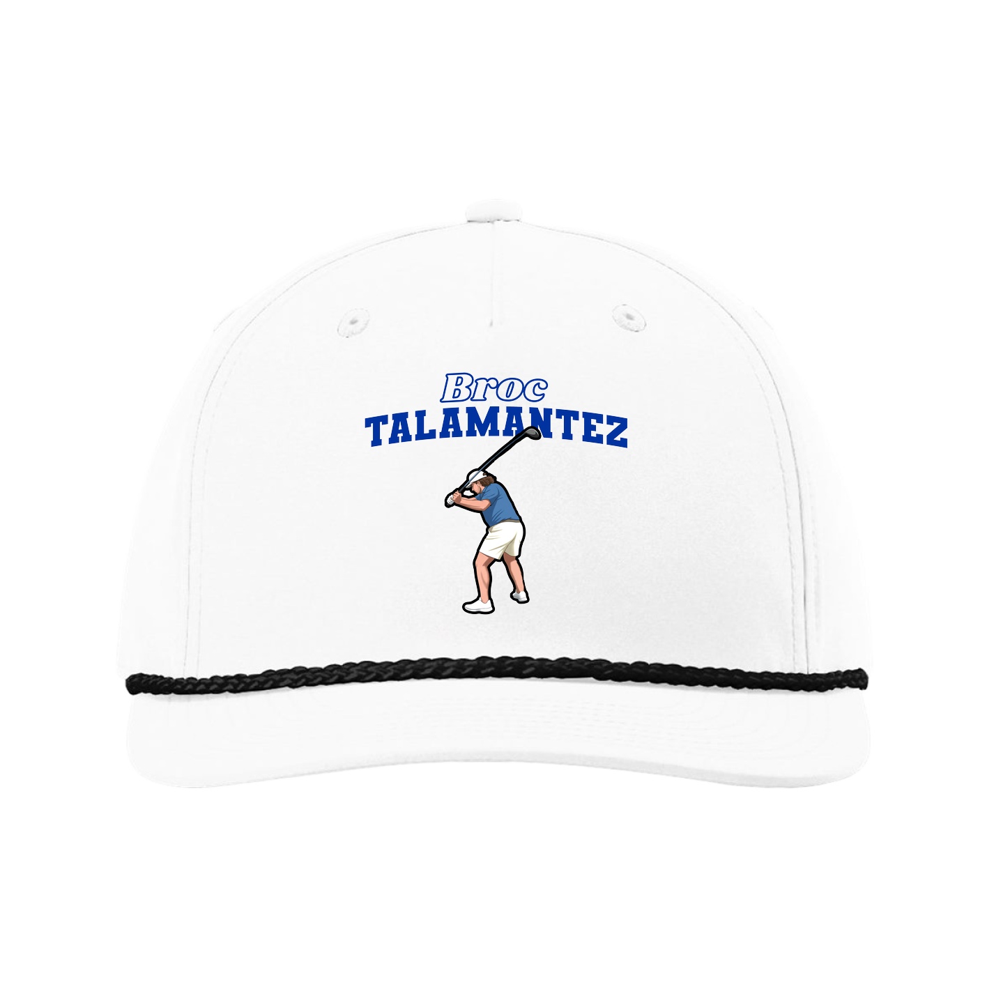 Five-Panel Classic Rope Cap — Name Arch in White