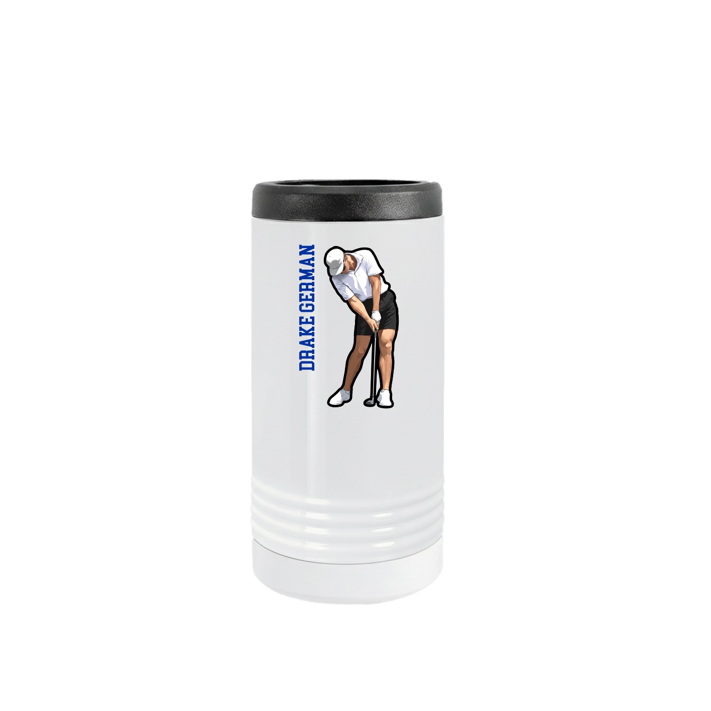 Slim Beverage Holder — Name Vertical in White