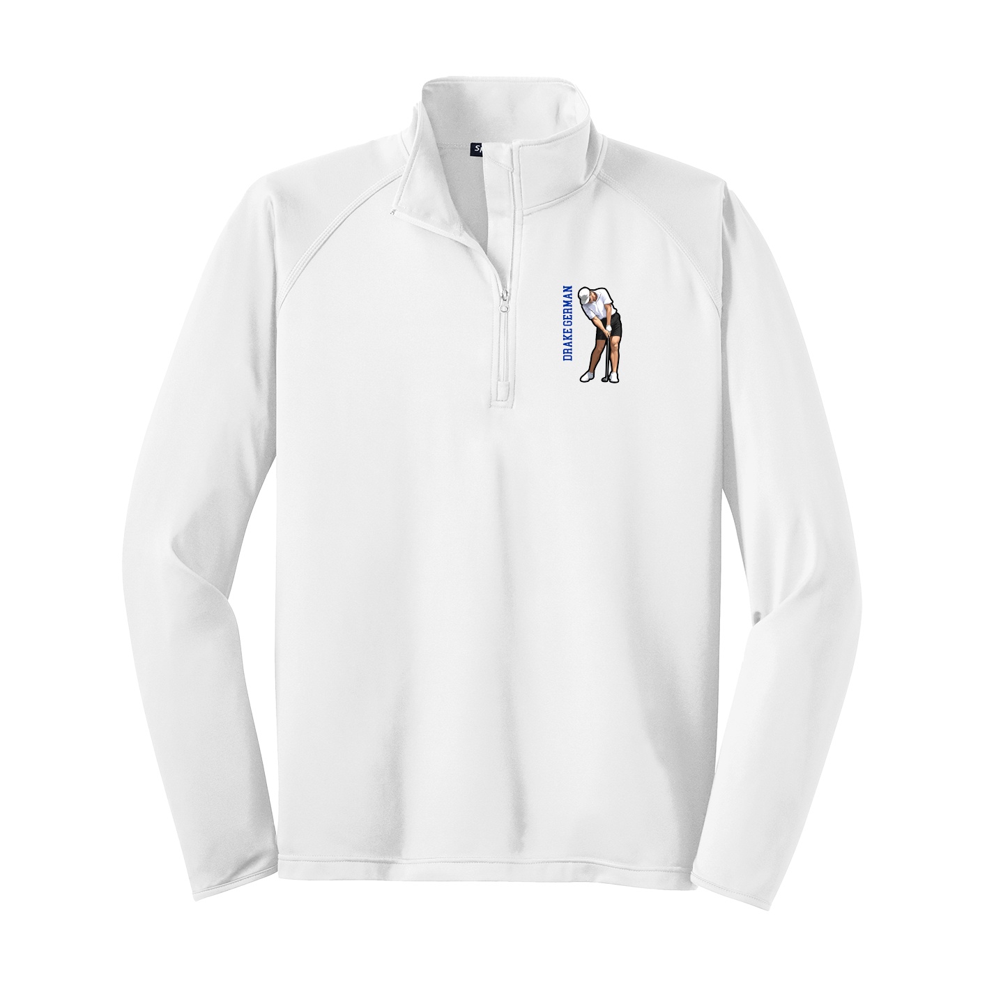 Q-Zip Pullover — Name Vertical in White