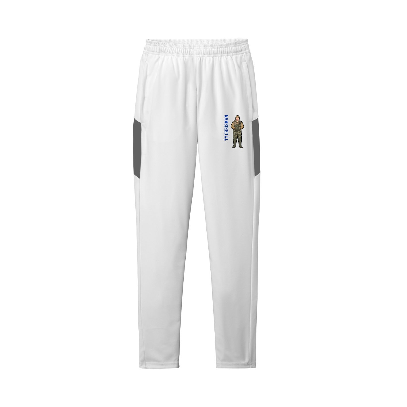 Team Travel Pant — Name Vertical in White/Grey