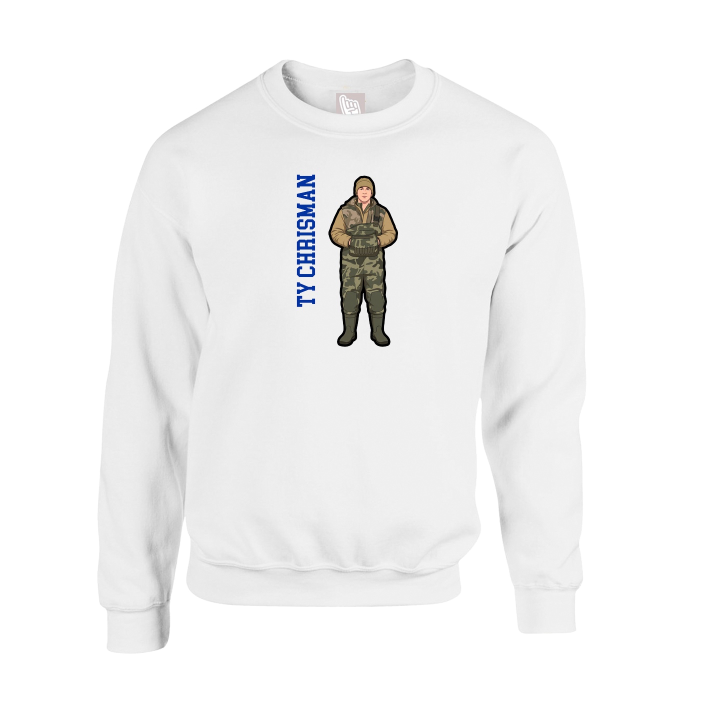 Fleece Crew — Name Vertical in White