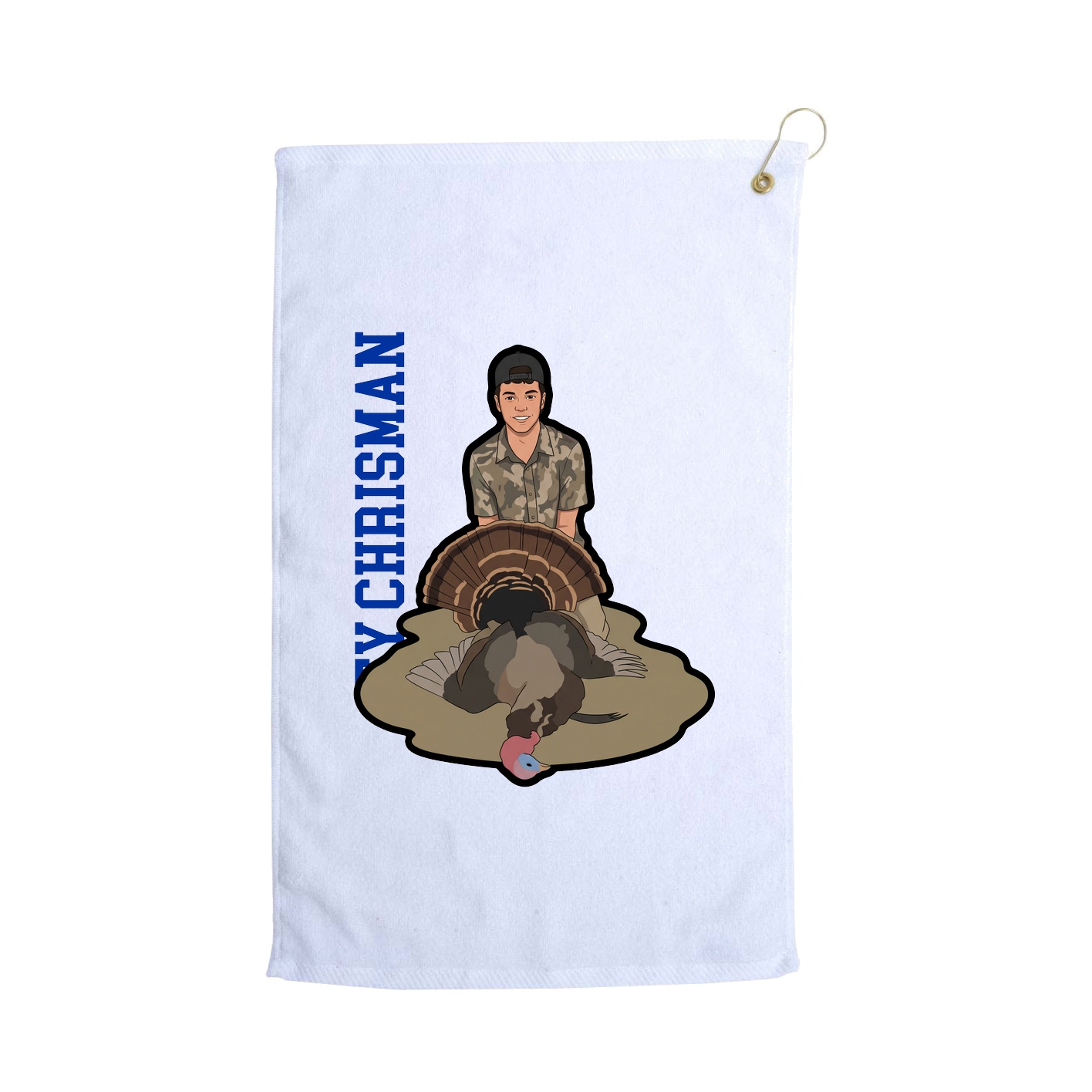 Golf Towel — Name Vertical in White