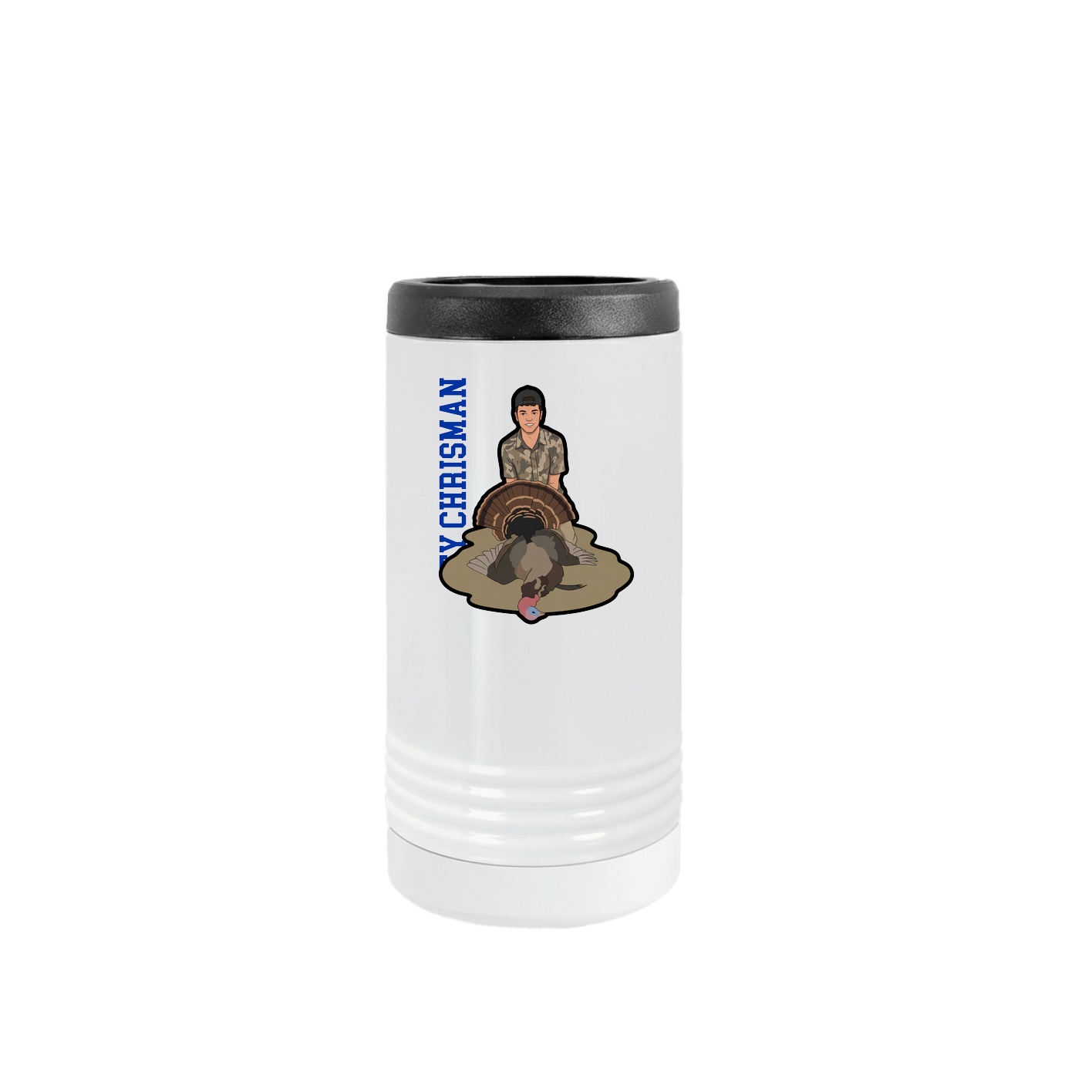 Slim Beverage Holder — Name Vertical in White