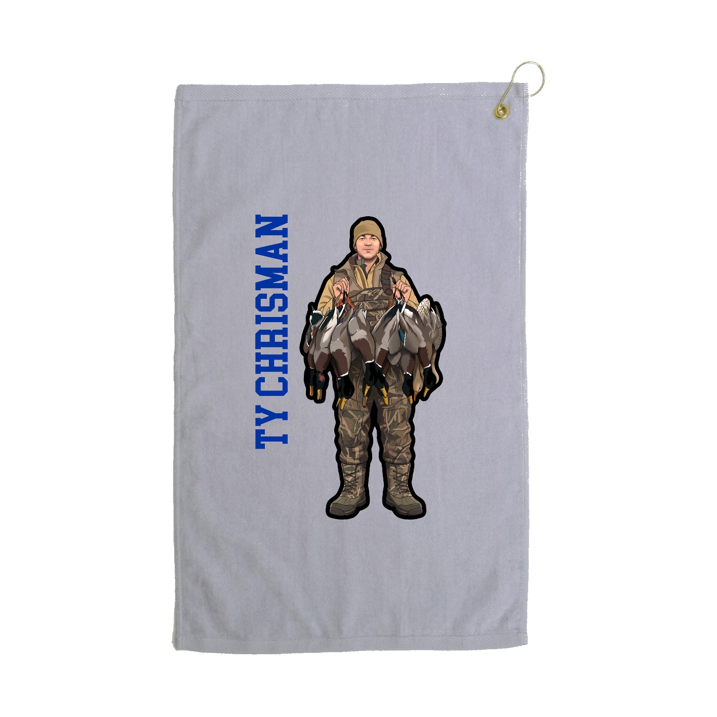 Golf Towel — Name Vertical in Grey