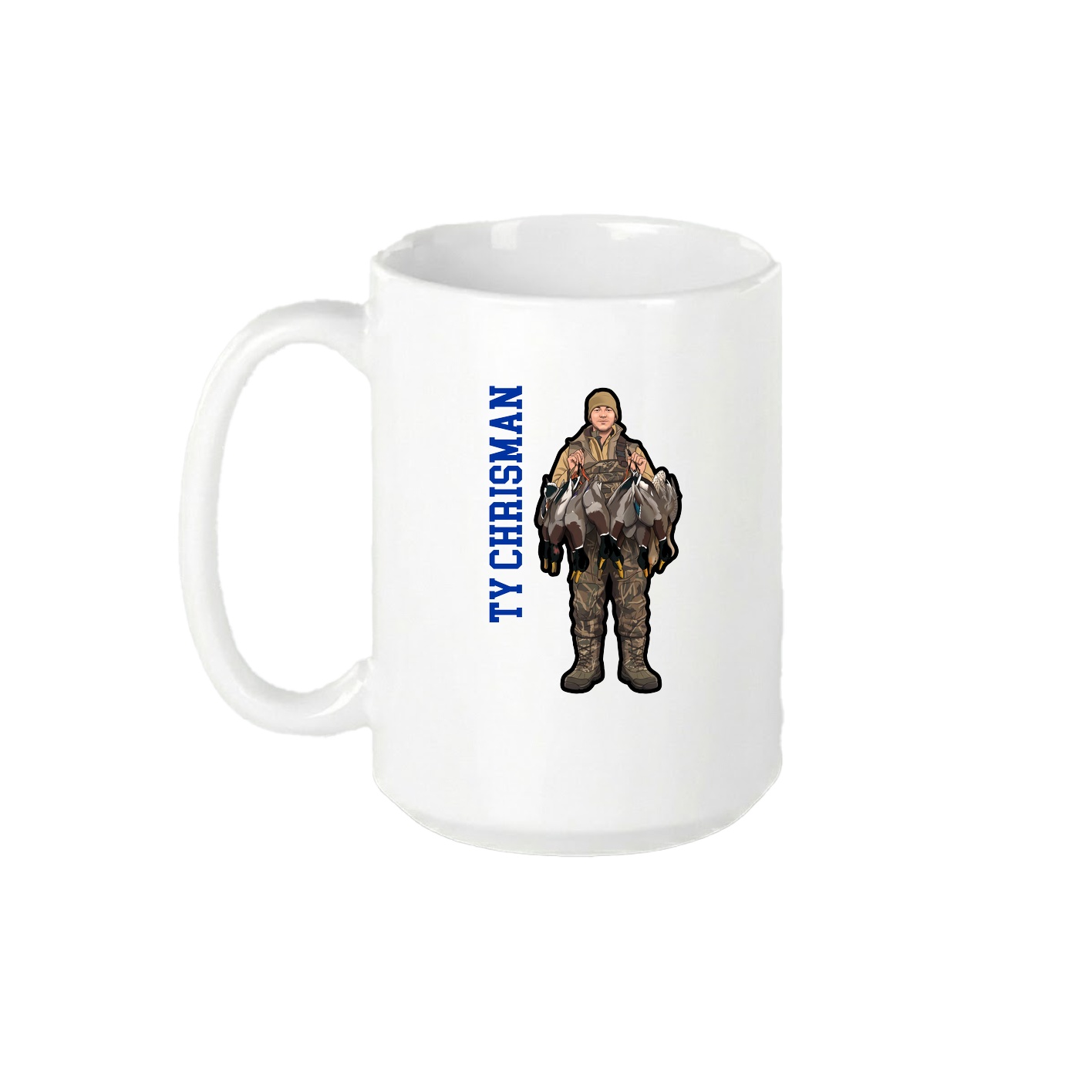 15oz Coffee Mug — Name Vertical in White