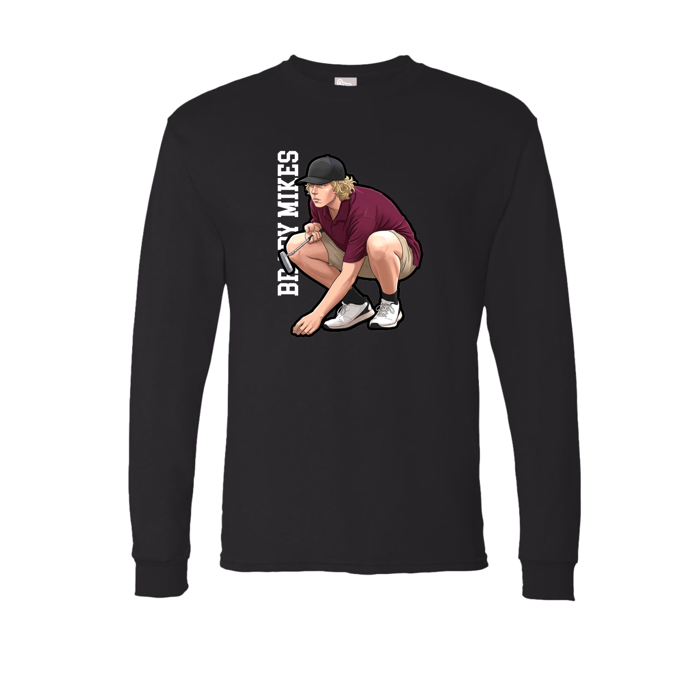 Long Sleeve Tee — Name Vertical in Black
