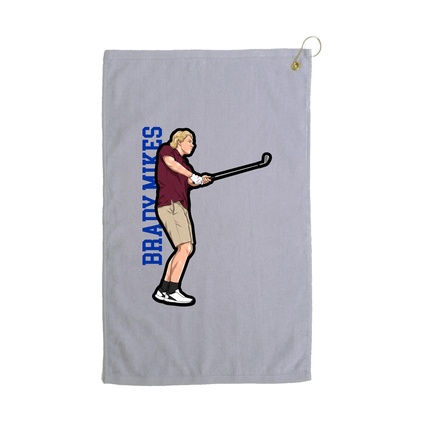 Golf Towel — Name Vertical in Grey