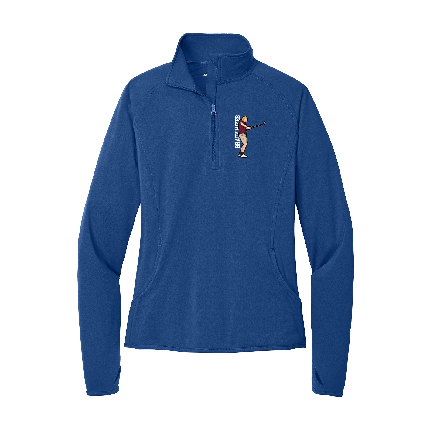 Women's Q-Zip Pullover — Name Vertical in Royal