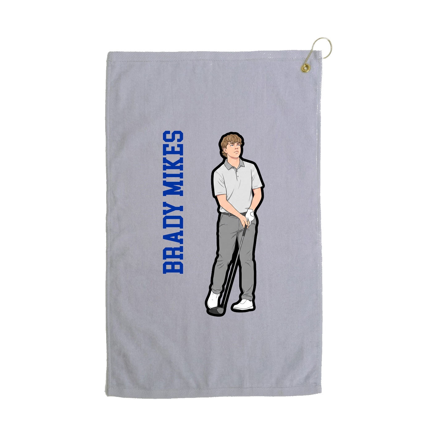 Golf Towel — Name Vertical in Grey