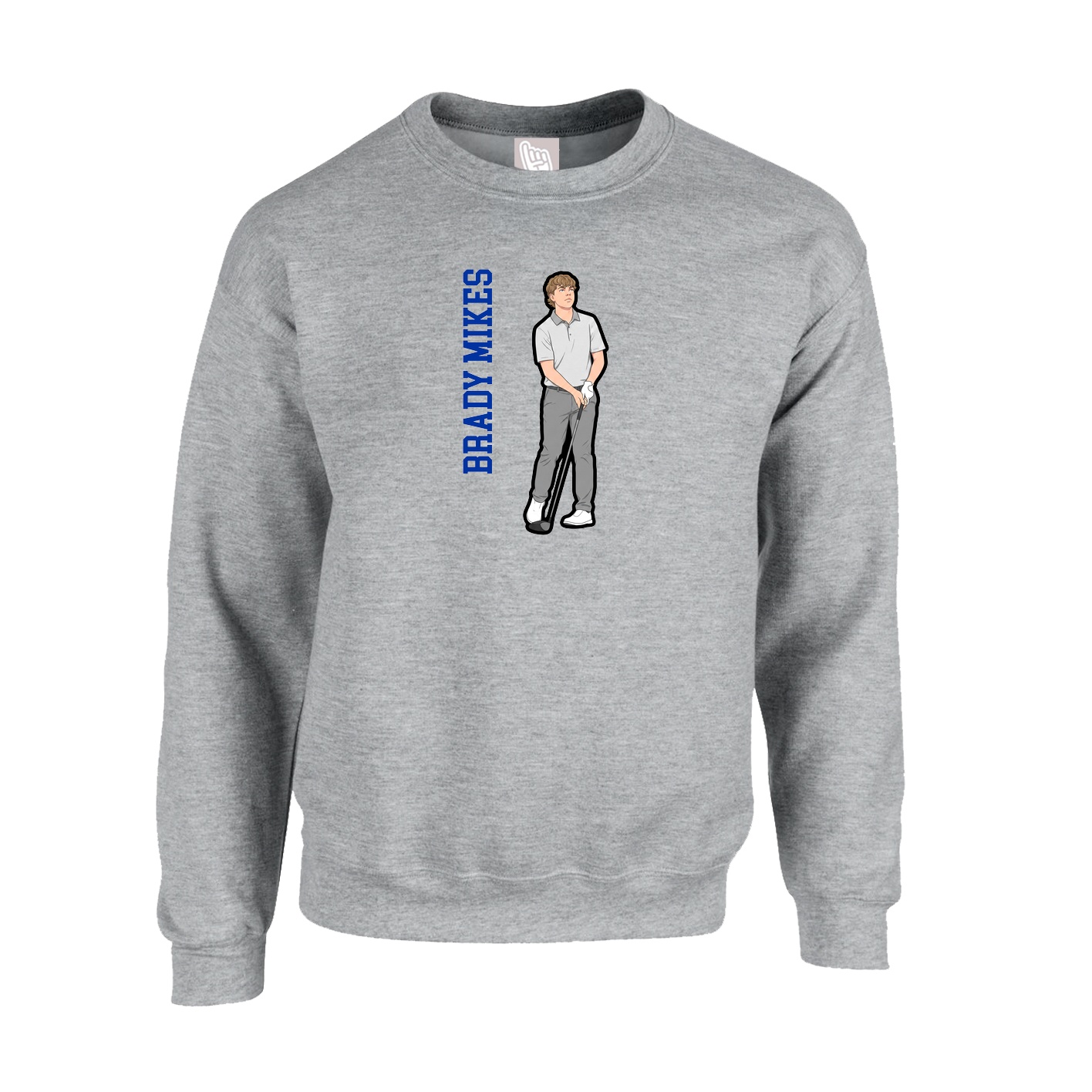 Fleece Crew — Name Vertical in Grey