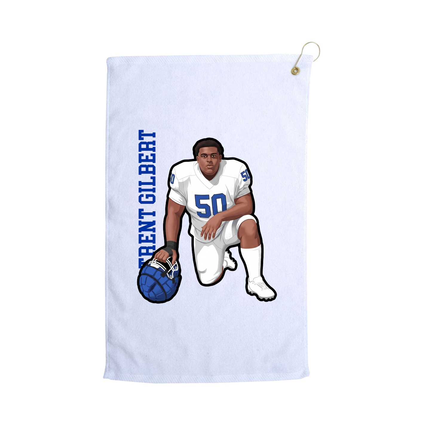 Golf Towel — Name Vertical in White