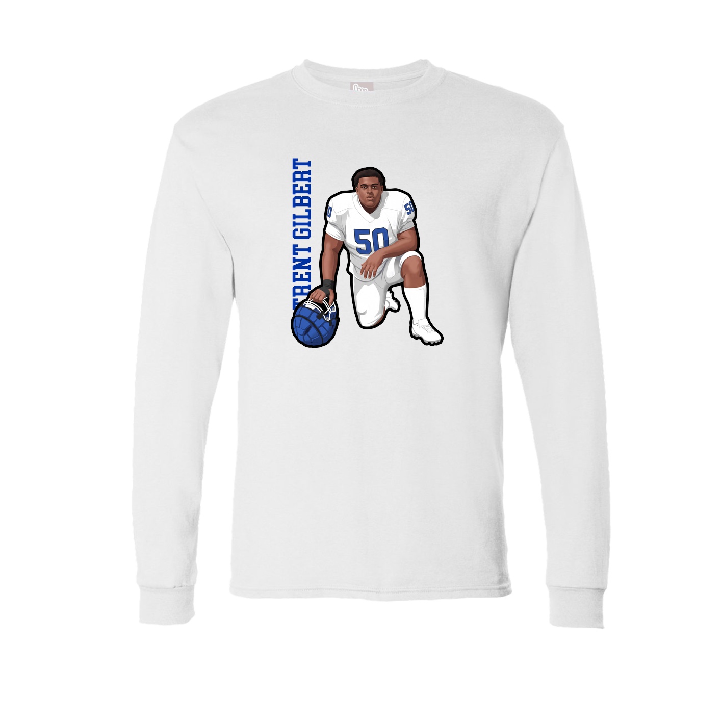 Long Sleeve Tee — Name Vertical in White