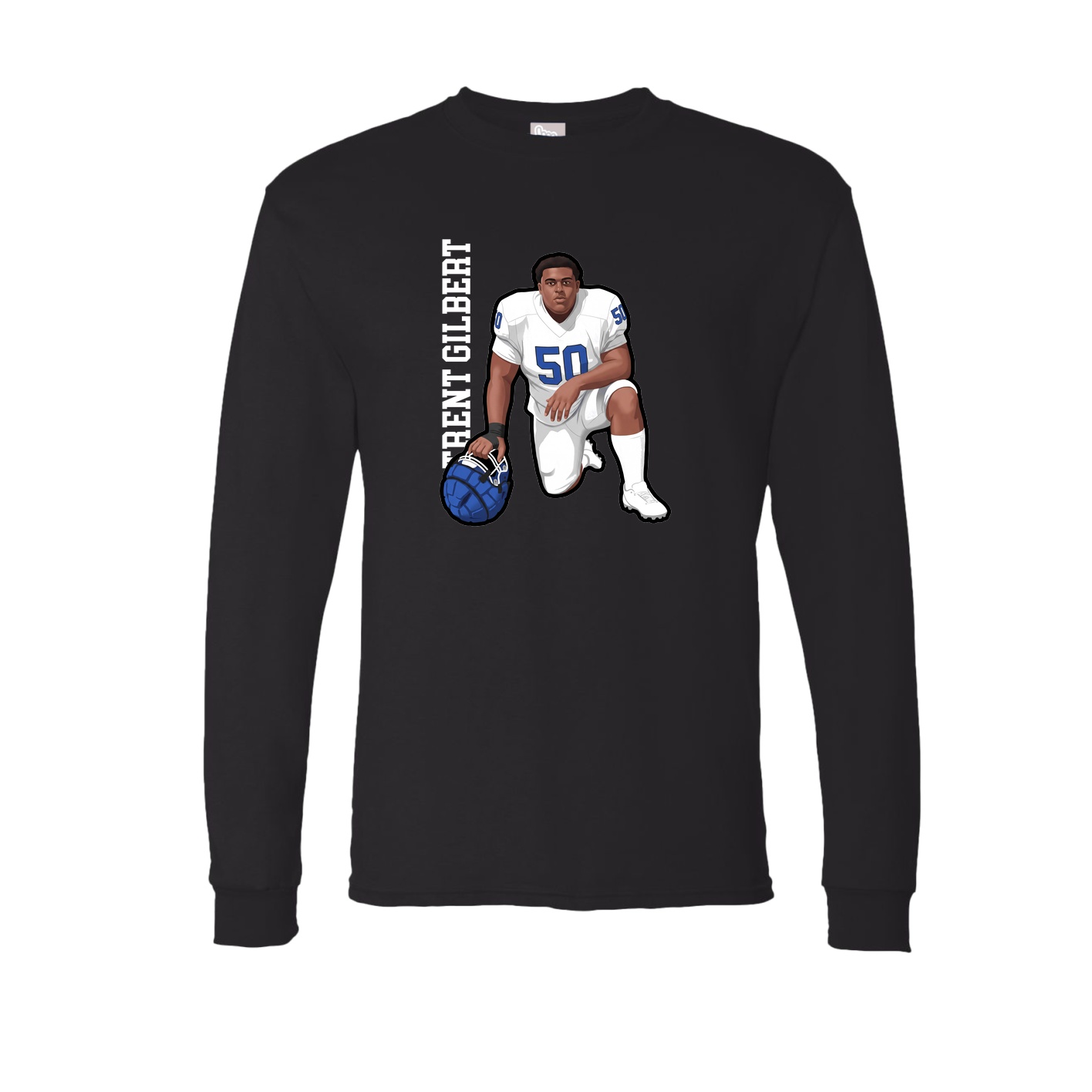 Long Sleeve Tee — Name Vertical in Black