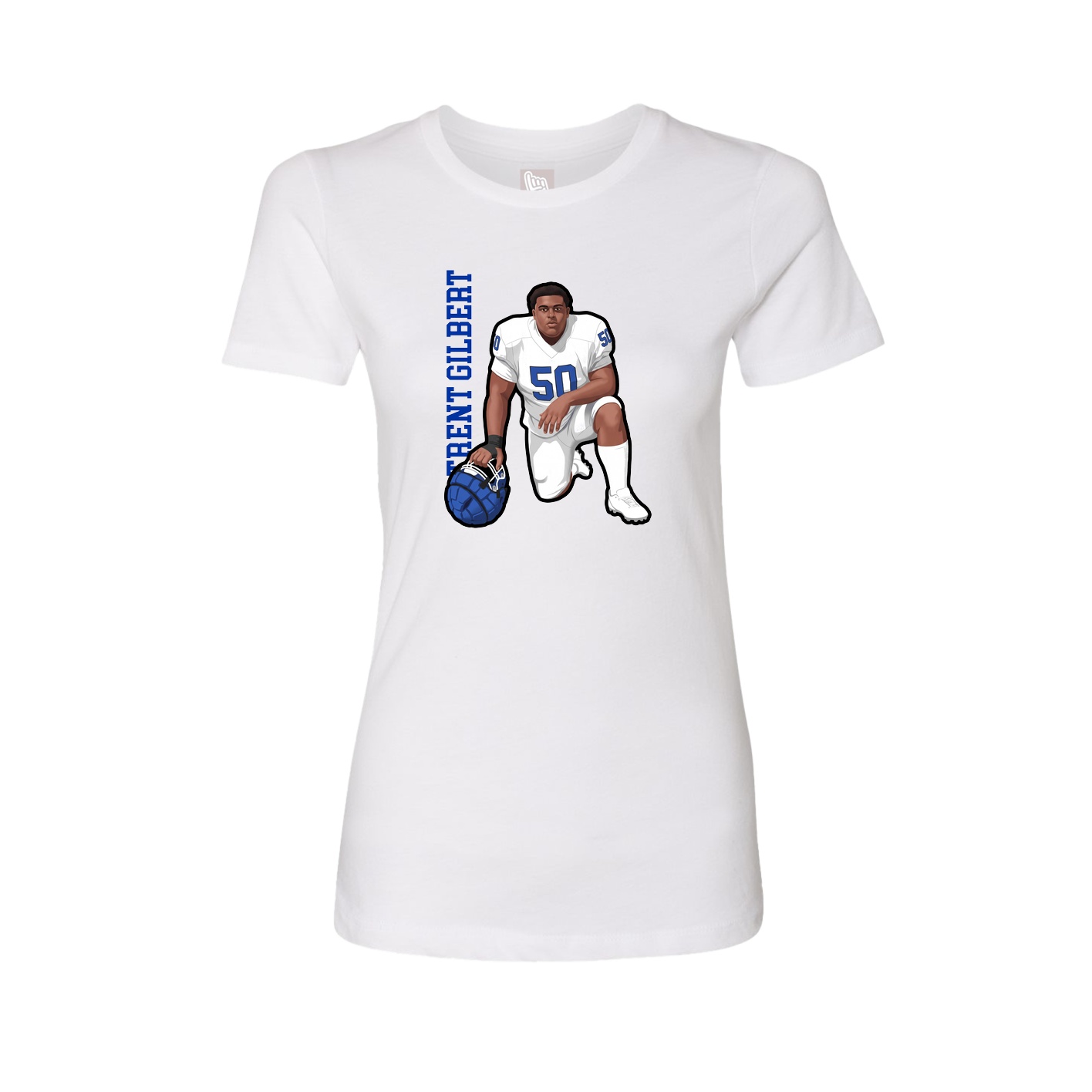 Fitted Women's Tee — Name Vertical in White