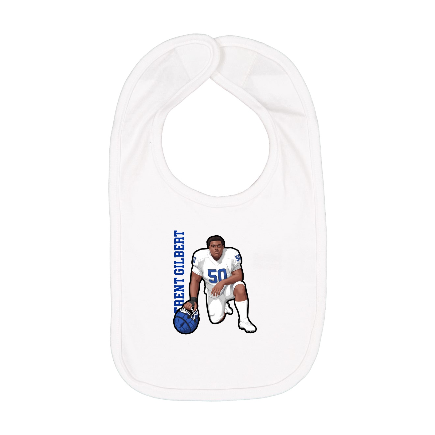 Infant Bib — Name Vertical in White