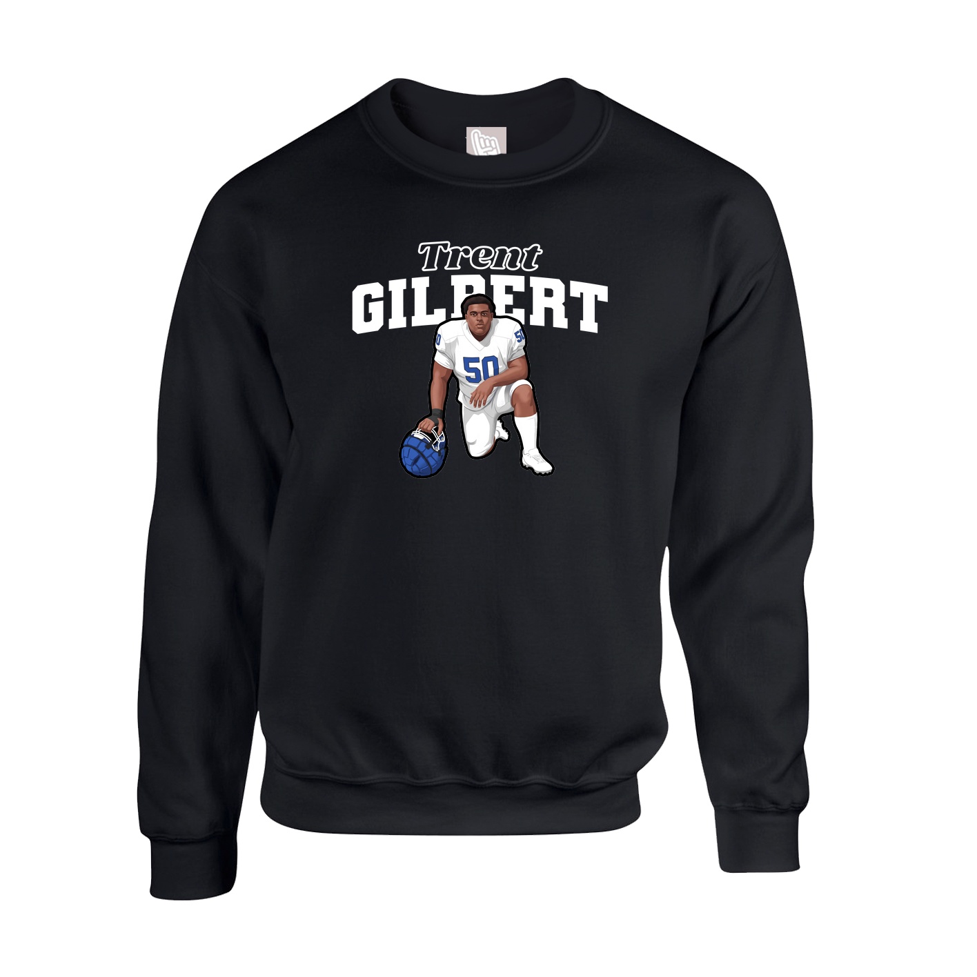 Fleece Crew — Name Arch in Black