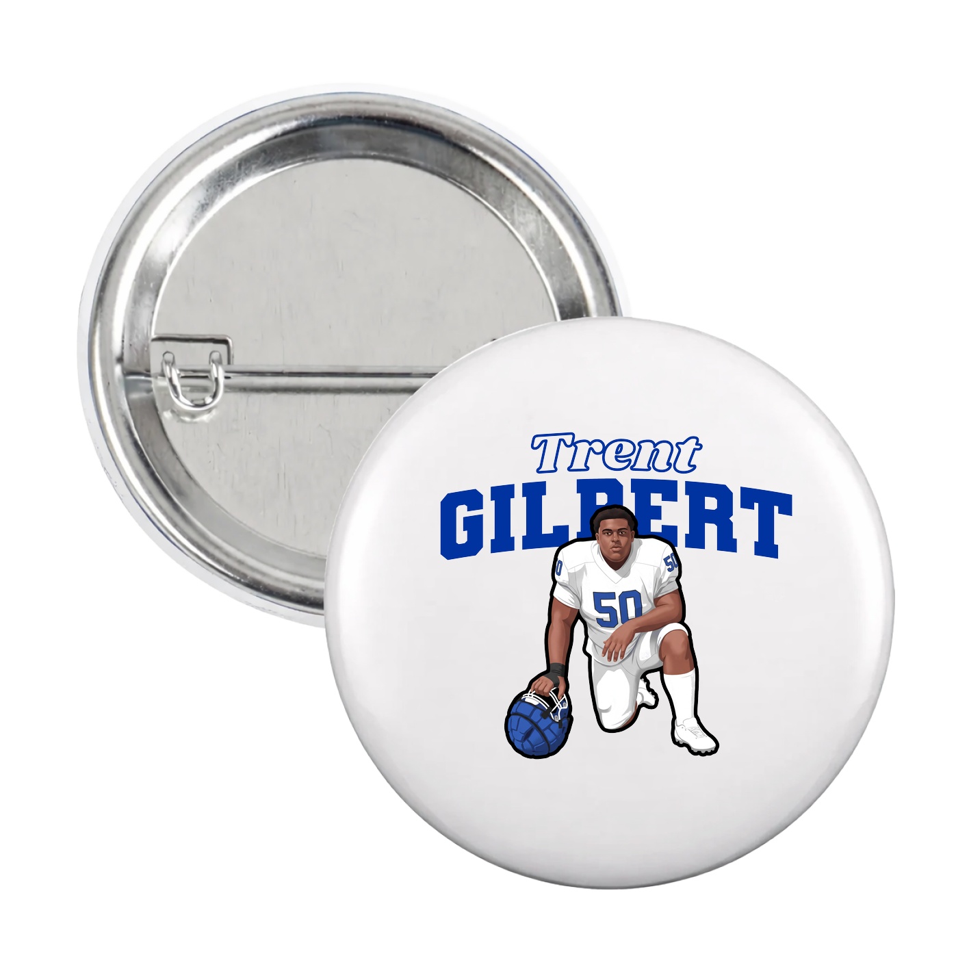 Game Day Button — Name Arch in White