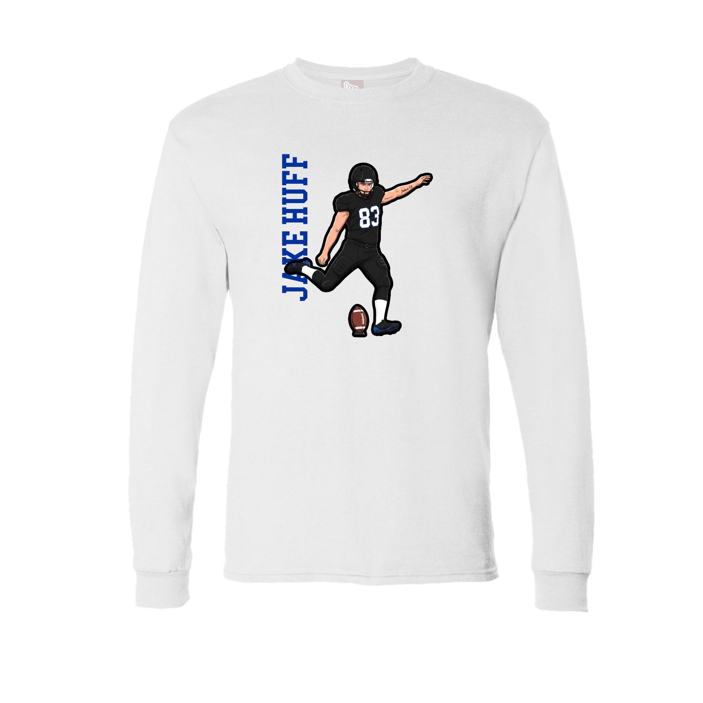 Long Sleeve Tee — Name Vertical in White