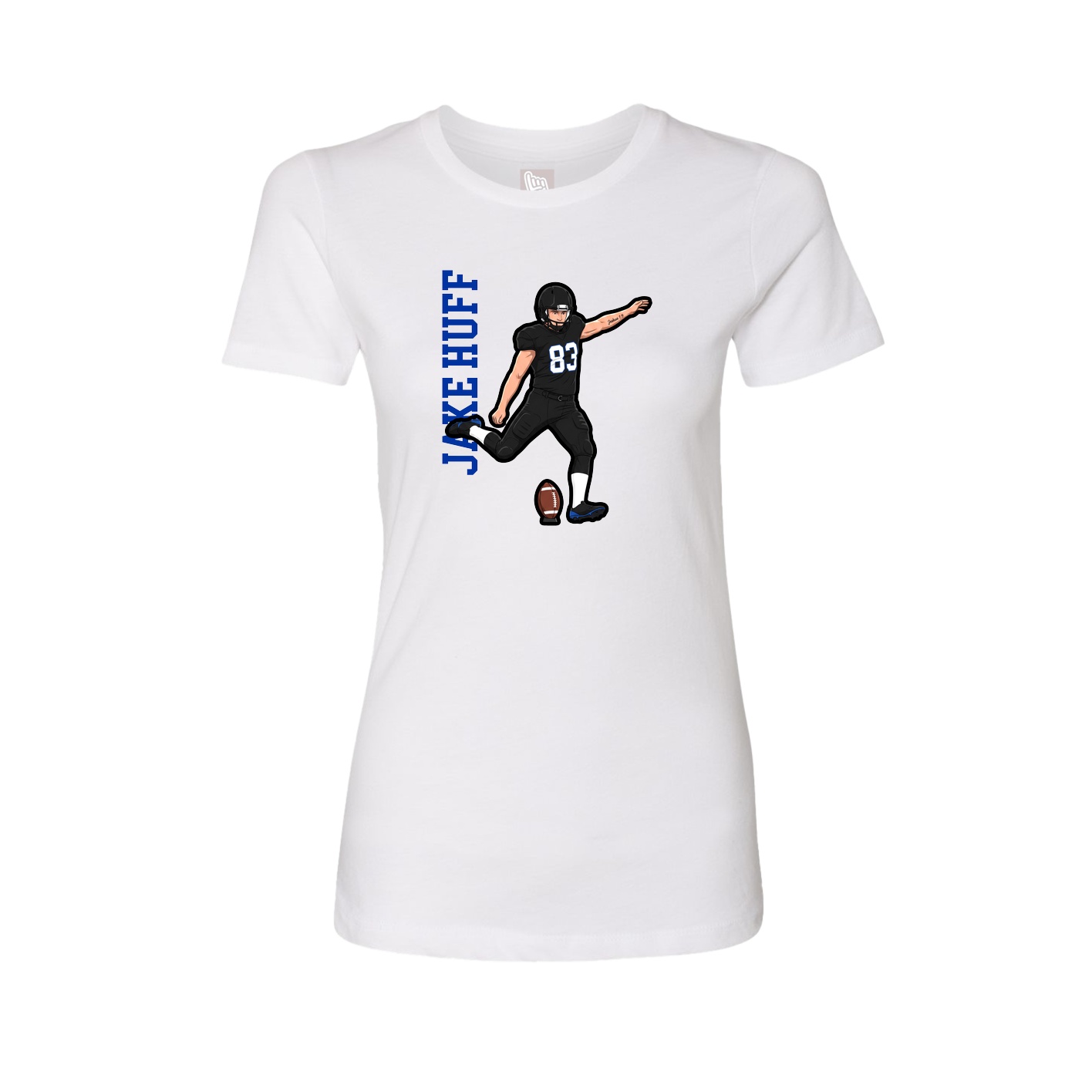 Fitted Women's Tee — Name Vertical in White