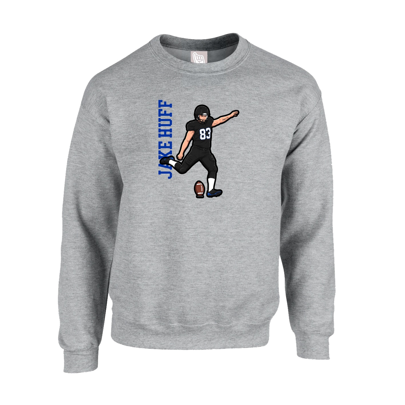 Fleece Crew — Name Vertical in Grey
