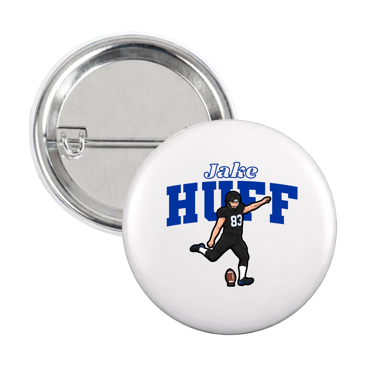 Game Day Button — Name Arch in White