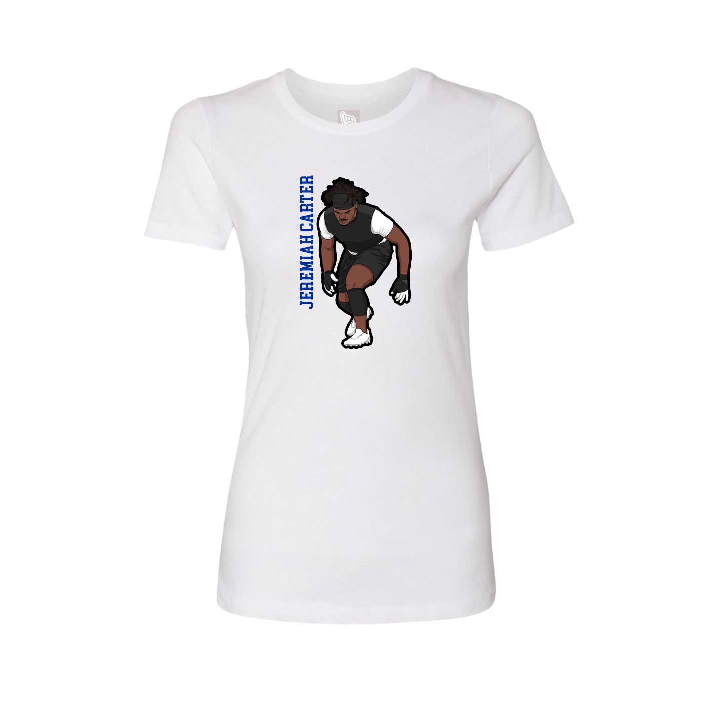Fitted Women's Tee — Name Vertical in White