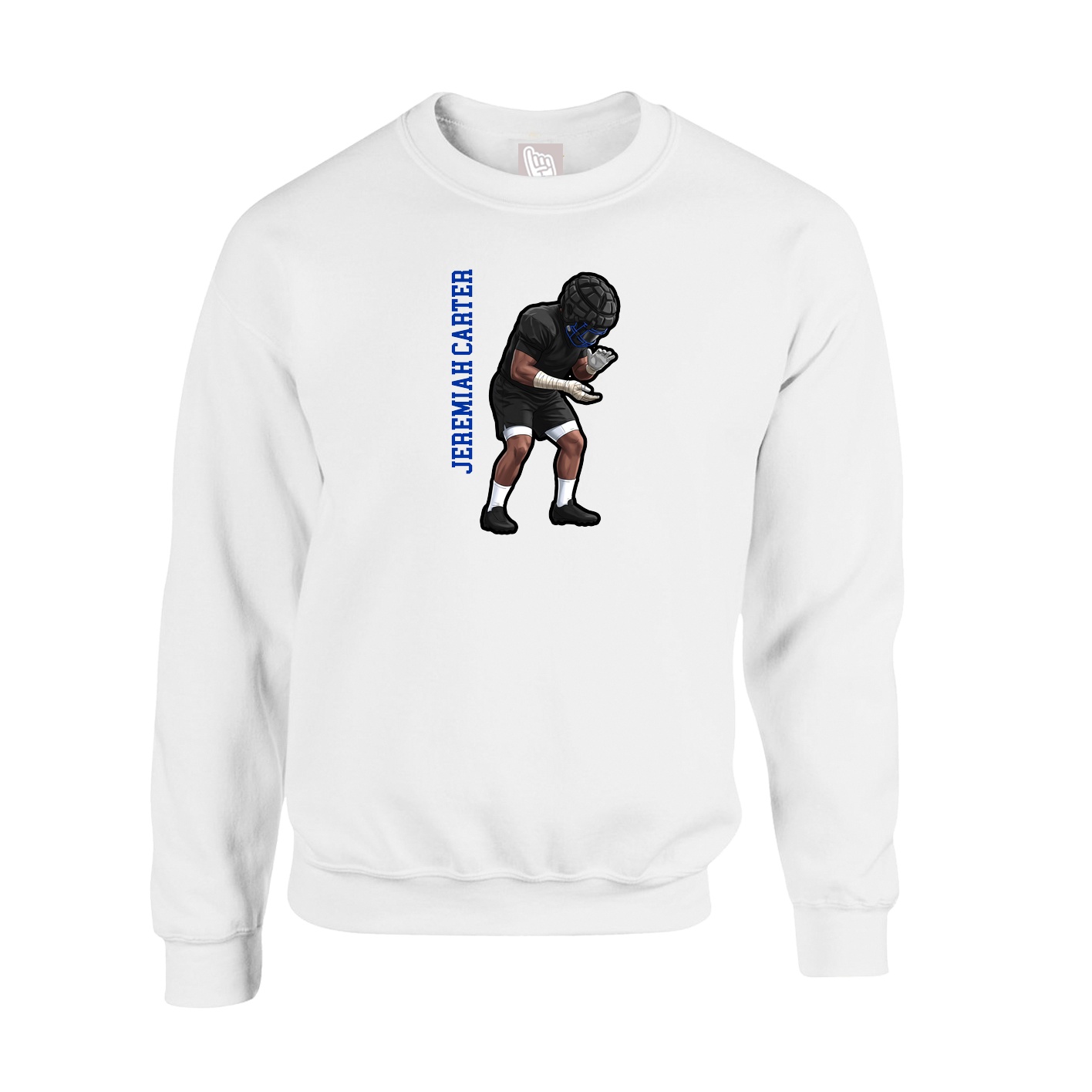Fleece Crew — Name Vertical in White
