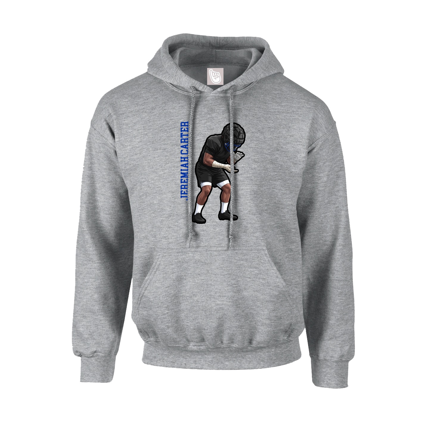 Youth Hoodie — Name Vertical in Grey
