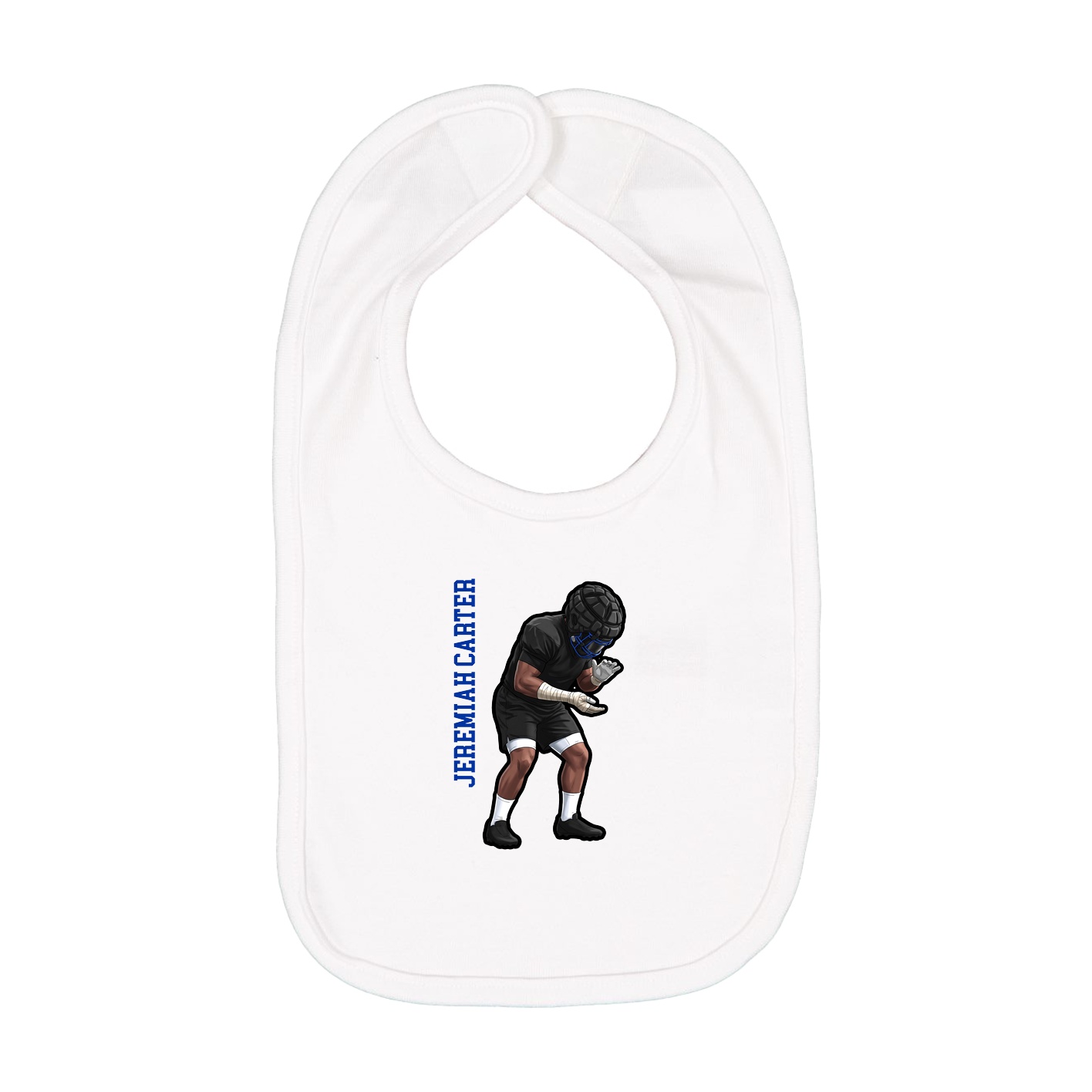 Infant Bib — Name Vertical in White