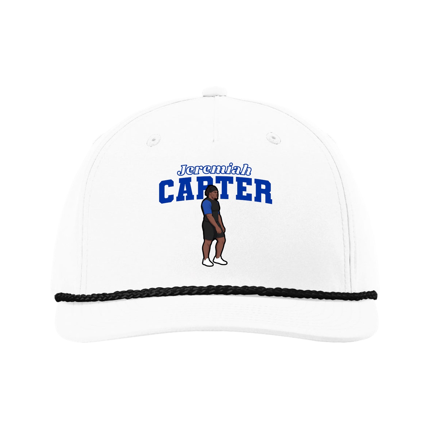 Five-Panel Classic Rope Cap — Name Arch in White