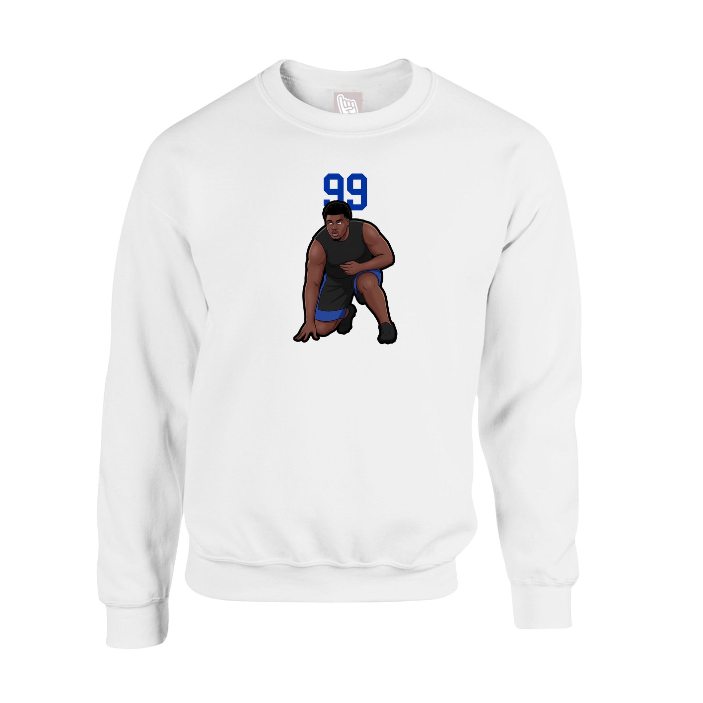 Fleece Crew — Number Top in White
