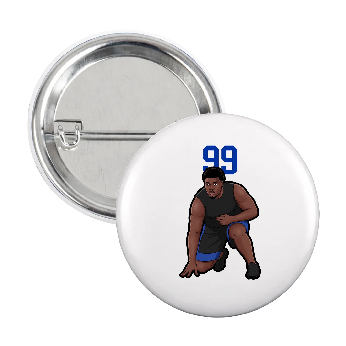 Game Day Button — Number Top in White