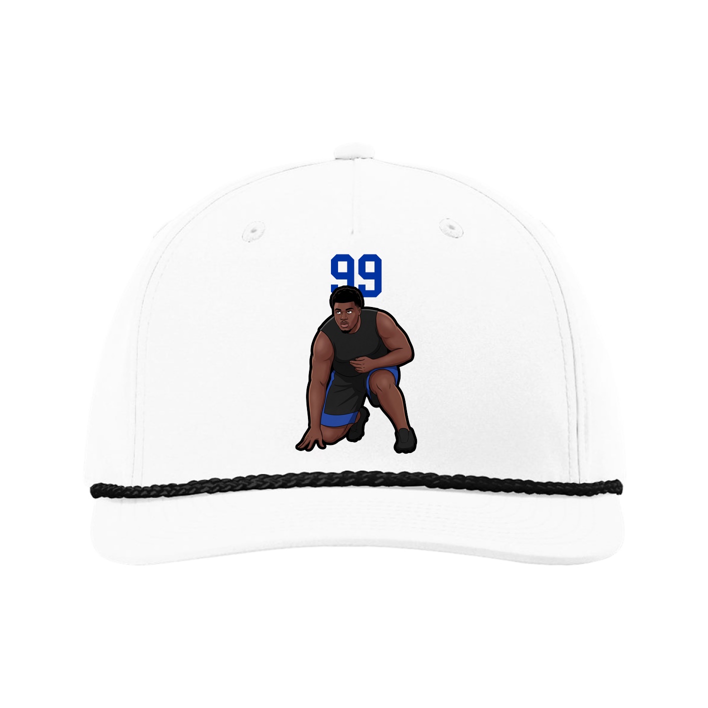 Five-Panel Classic Rope Cap — Number Top in White