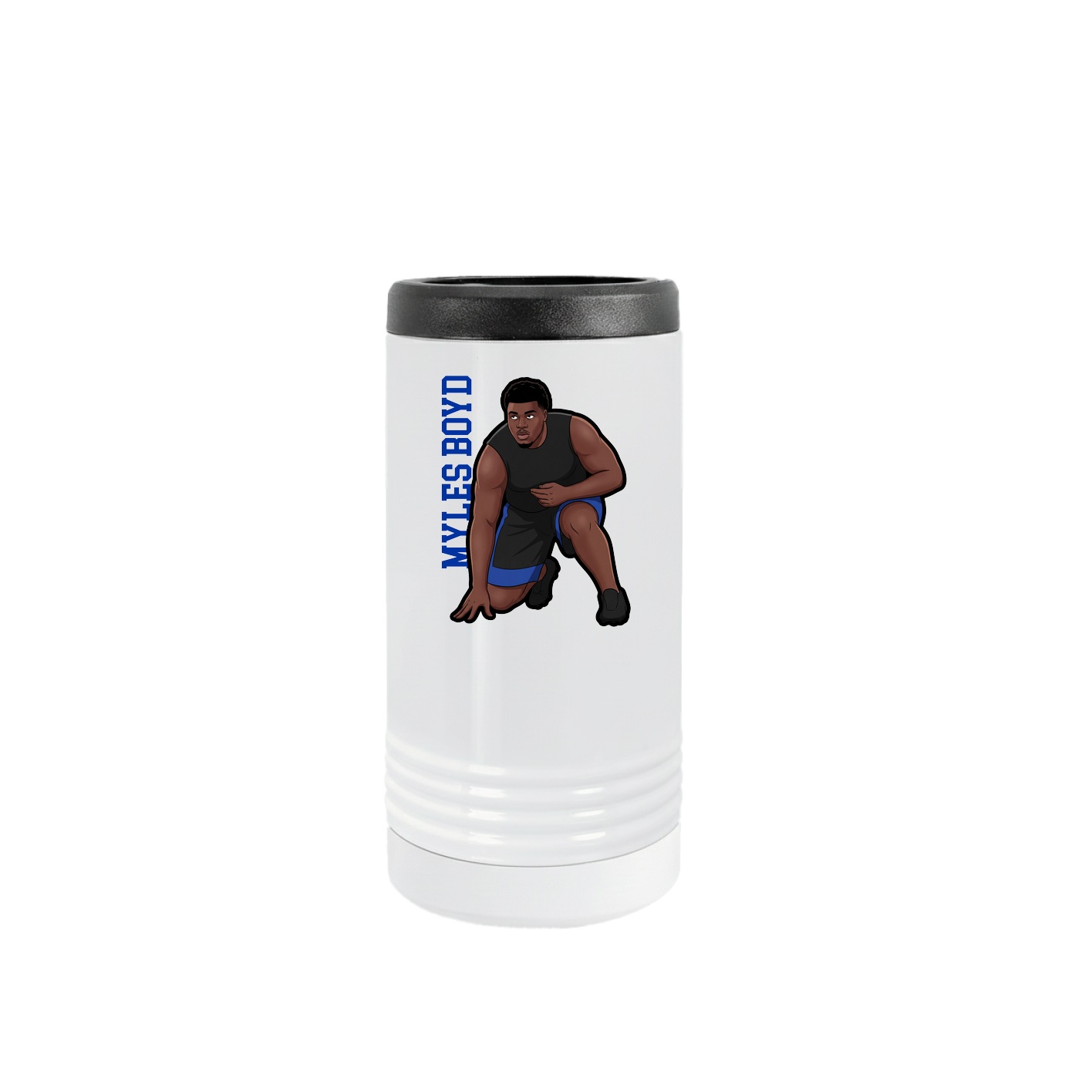 Slim Beverage Holder — Name Vertical in White