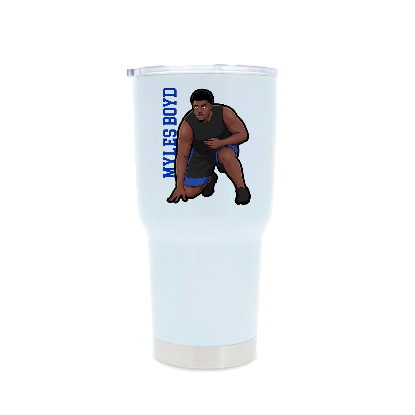 30oz Stainless Steel Tumbler — Name Vertical in White
