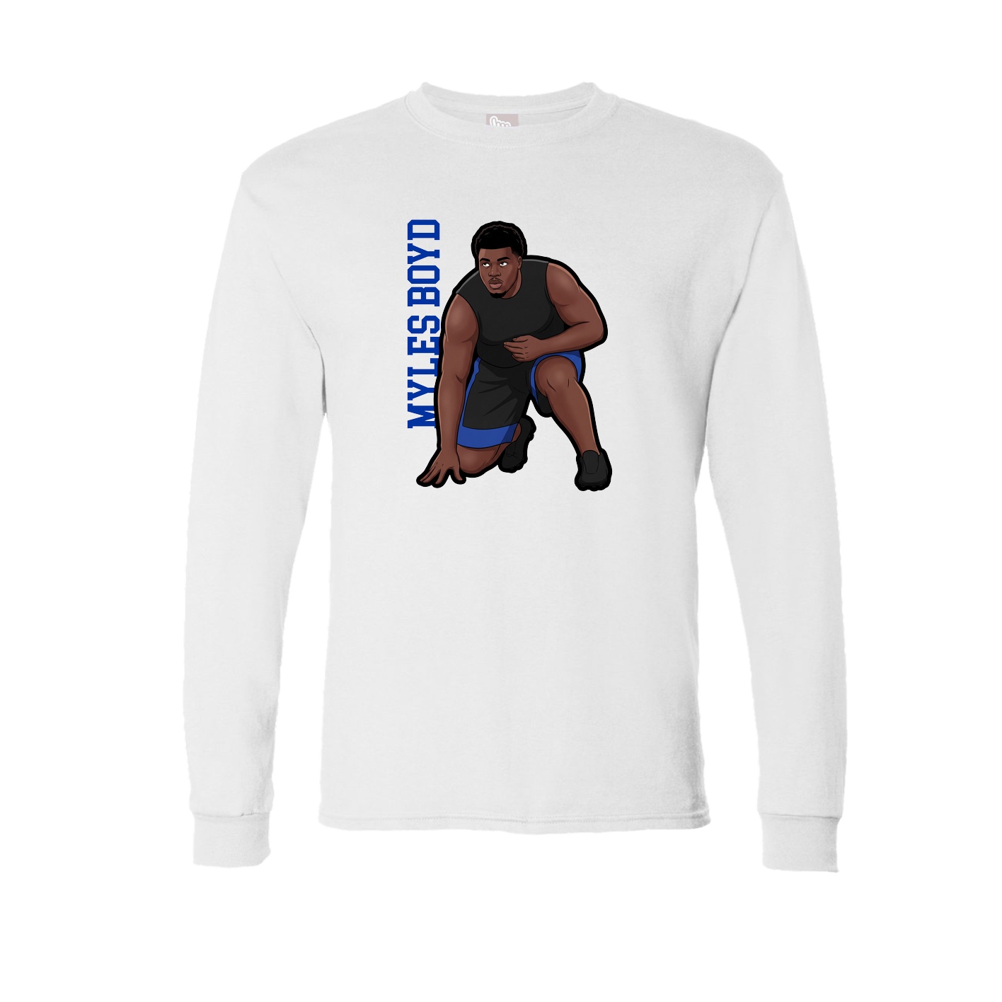 Long Sleeve Tee — Name Vertical in White