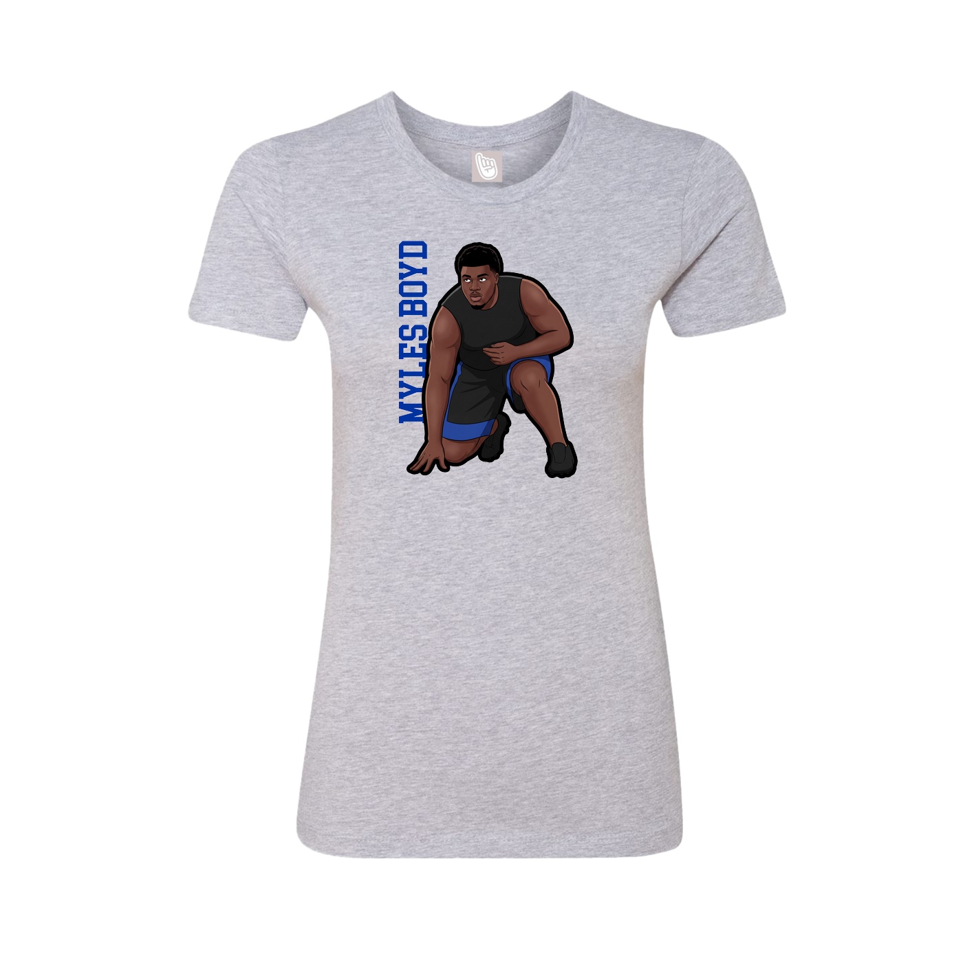 Fitted Women's Tee — Name Vertical in Grey